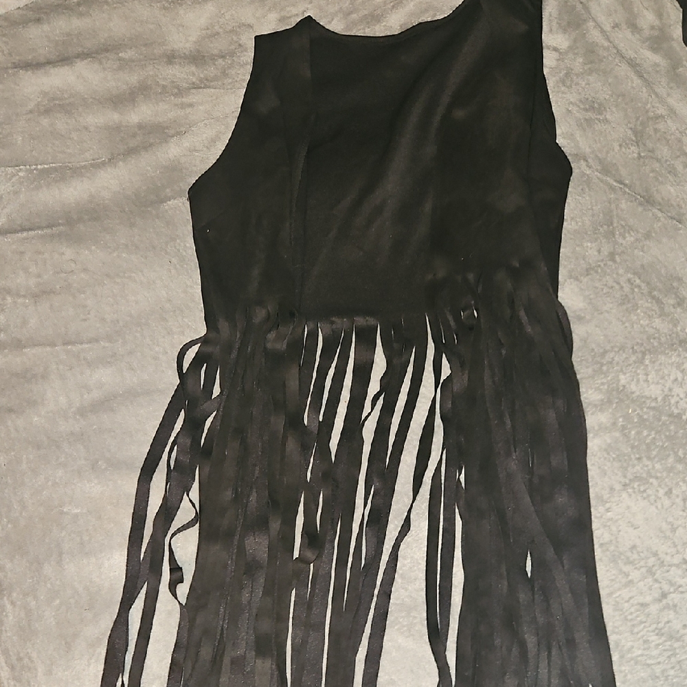 Black Fringe Sleeveless Top